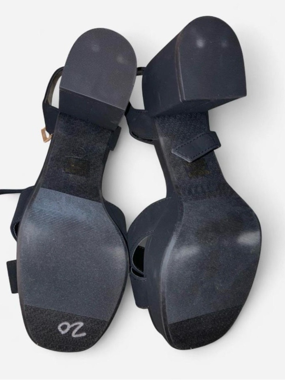 Soda Black Crisscross Slingback Block Heels with Gold Buckle - Picture 3 of 3